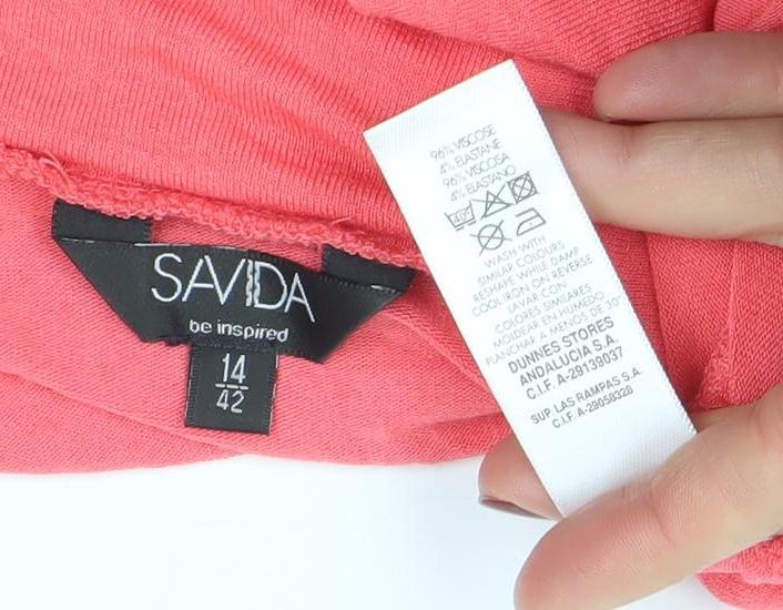 Womens UK Size 14 Savida Pink Cropped Blouse