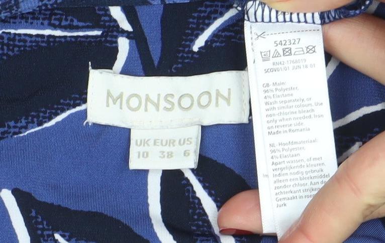 Womens UK Size 10 Monsoon Blue Wrap Blouse