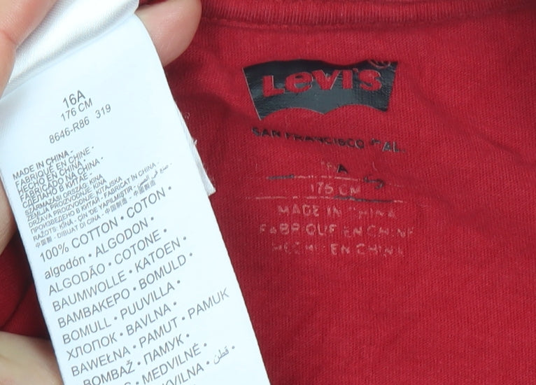 Boys UK Size 16 Years Levi's Red Basic T-Shirt