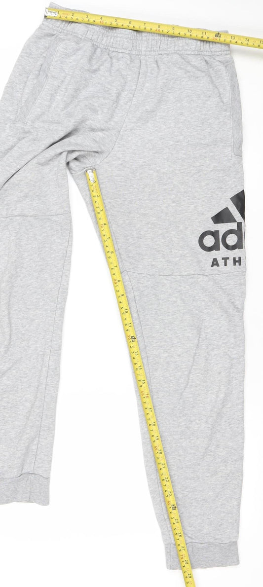 adidas Men’s Grey Jogger Sweatpants S Regular Fit Cotton Blend