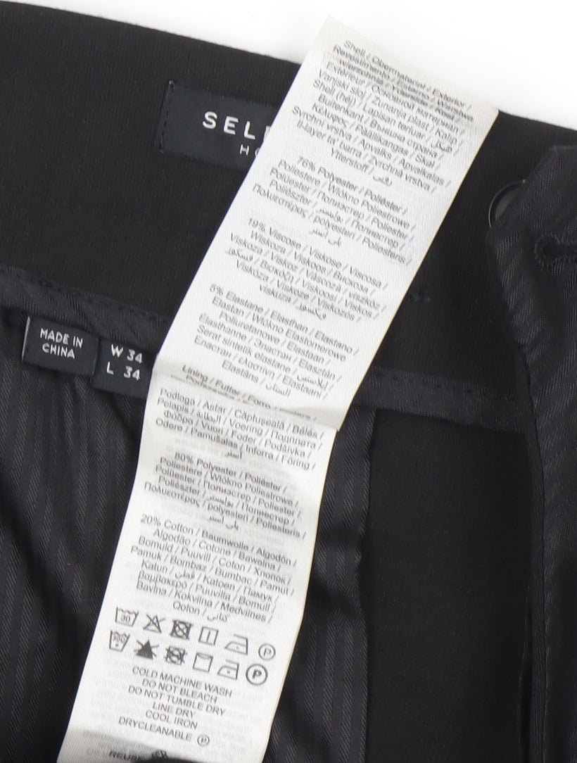 Mens UK Size L Selected Homme Slim Fit Business Formal Workwear Black Trousers