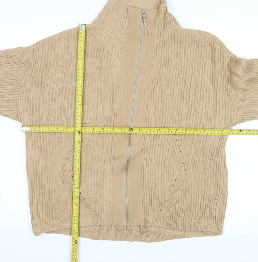 Unisex Adults UK Size M Wrap London Beige Full Zip Jumper