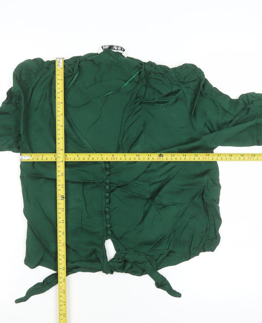 Womens UK Size S Zara Green Wrap Blouse