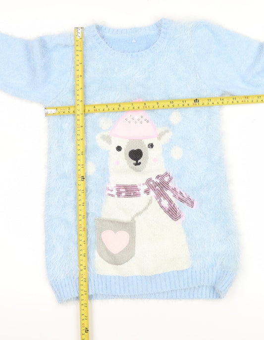 Girls UK Size 7 Years Dunnes Stores Blue Pullover Jumper