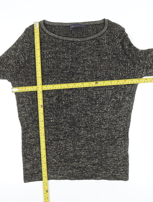 Marks and Spencer Womens Black Metallic Knit Medium Pullover Jumper