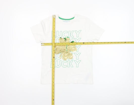 Girls UK Size 7-8 Years Primark White Basic T-Shirt