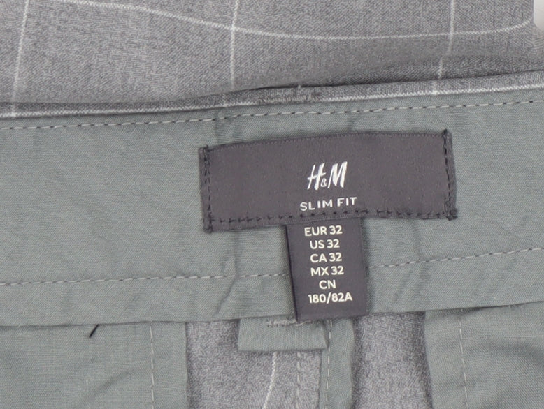 Mens UK Size M H&M Slim Fit Dress Pants Grey Trousers
