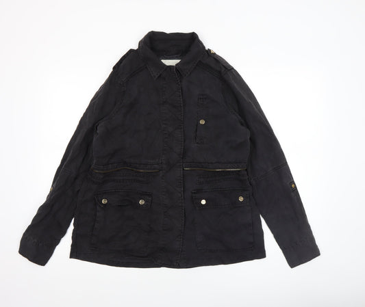 Womens UK Size 8 River Island Black Military Jacket