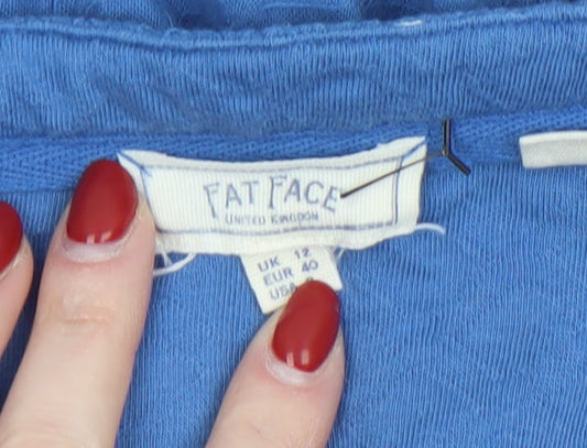 Womens UK Size 12 Fat Face Blue Wrap Blouse