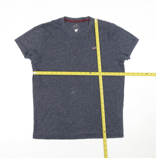 Hollister Men Blue V-Neck Slim Fit Short Sleeve Cotton T-Shirt M