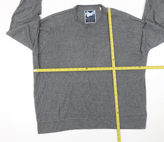 Mantaray Mens Grey 2XL Cotton Crew Neck Waffle Knit Jumper