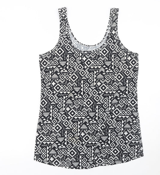 Additional front view of No Boundaries Teens Black Aztec Geometric Tank Top XL Regular Stretch