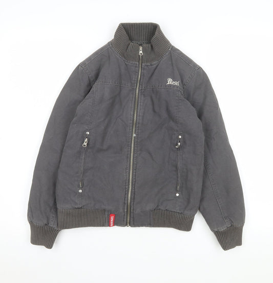 Girls UK Size 7-8 Years Diesel Grey Bomber Jacket