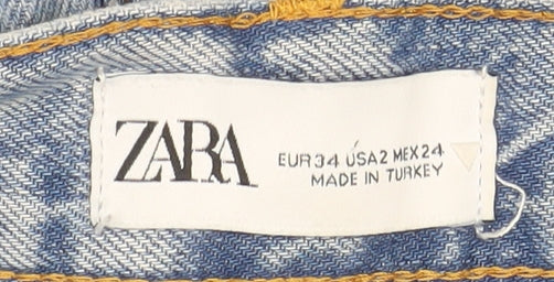 Womens UK Size 6 Zara Relaxed Fit Wide-Leg Blue Jeans