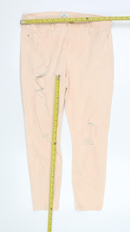 Womens UK Size 16 River Island Slim Fit Skinny Beige Jeans