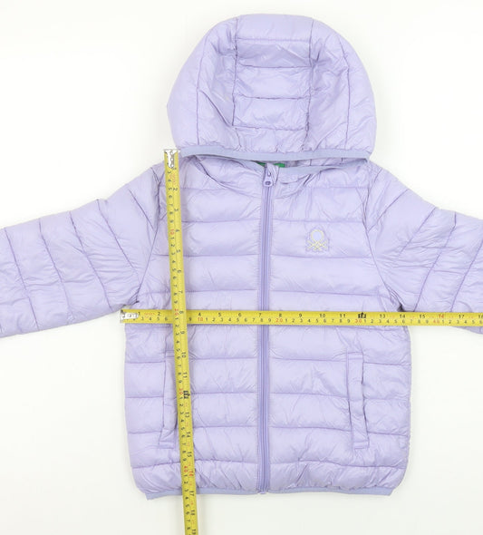 Girls UK Size 5-6 Years United Colors of Benetton Purple Puffer Jacket