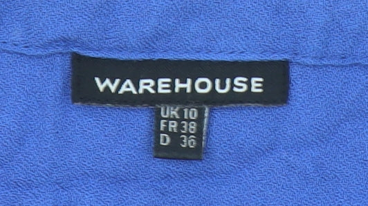 Womens UK Size 10 Warehouse Blue Tunic Blouse