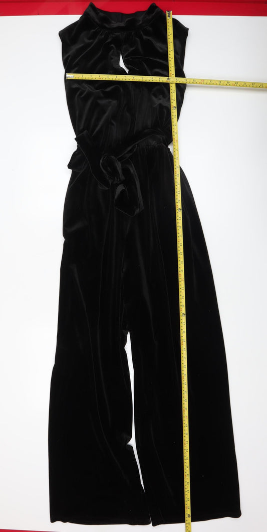 Tu Woman Black Velvet Sleeveless Wide-Leg Jumpsuit Size 24