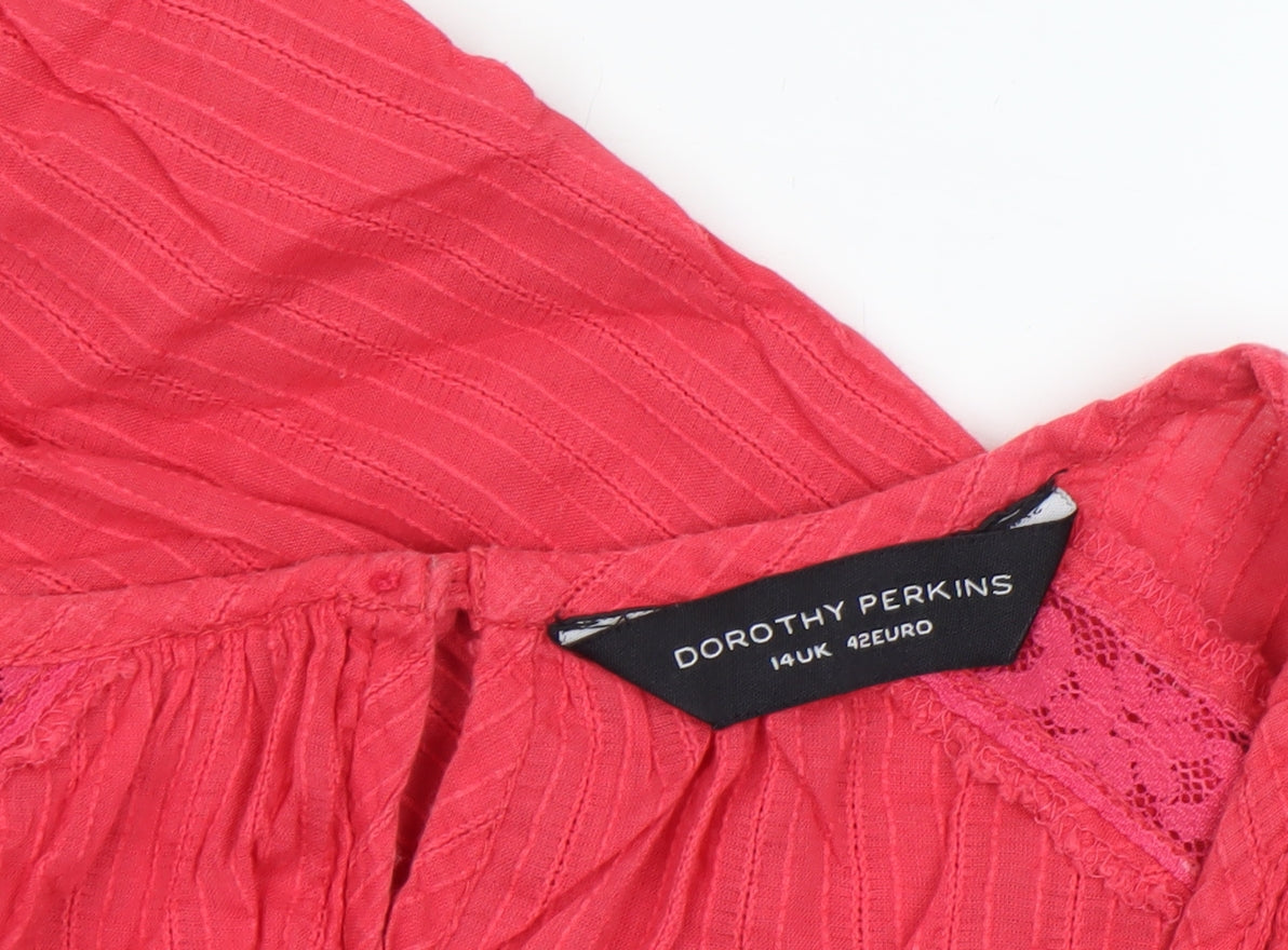 Womens UK Size 14 Dorothy Perkins Pink Tunic Blouse