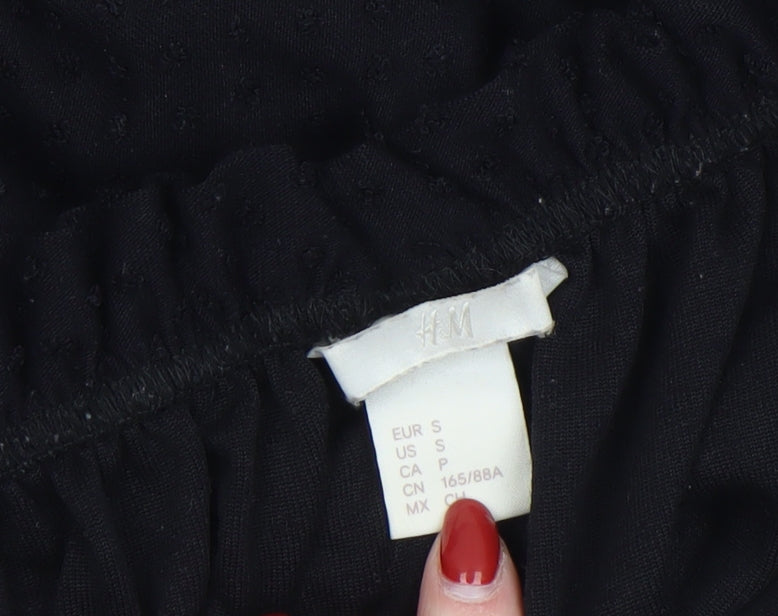 Womens UK Size S H&M Black Cropped Blouse