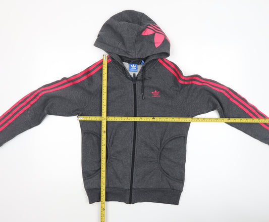 Womens UK Size XS adidas Grey Full Zip Hoodie