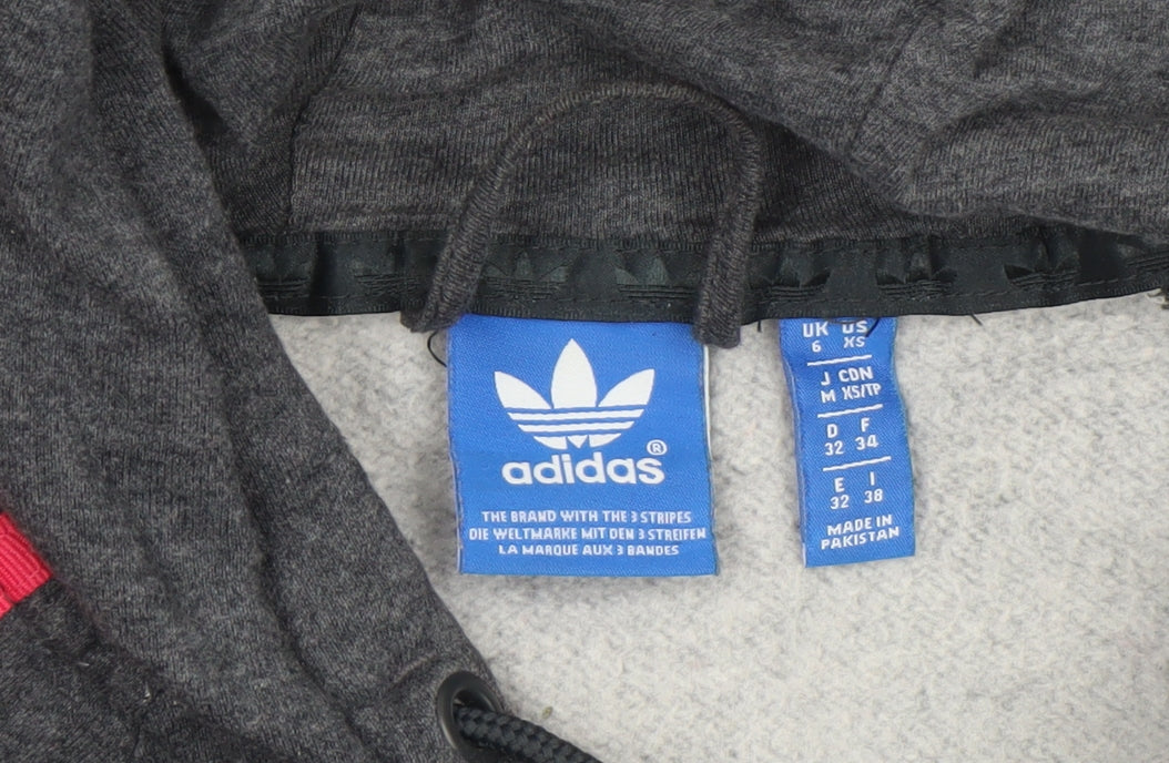 Womens UK Size XS adidas Grey Full Zip Hoodie