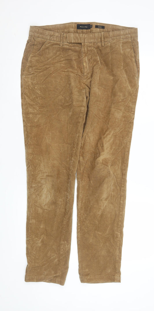 Womens UK Size 12 Massimo Dutti Regular Fit Chino Beige Trousers