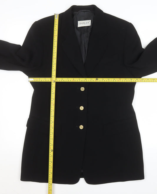 Basler Women's Black Wool Blend Single-Breasted Blazer Size 12