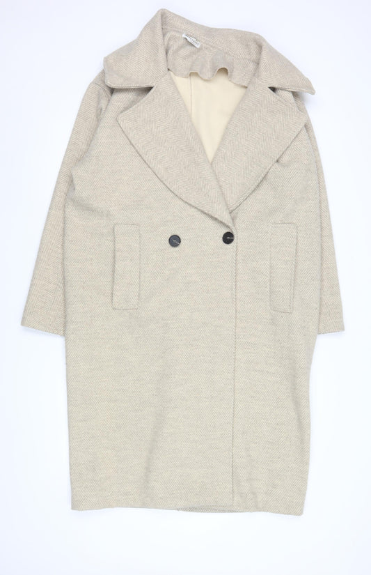 Womens UK Size XS Warehouse Beige Overcoat