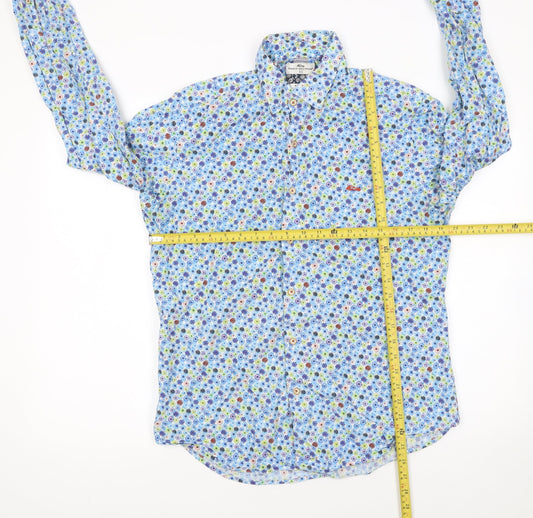 Dario Beltran Men's Blue Floral Slim Fit Long Sleeve Button-Up Shirt L 42in
