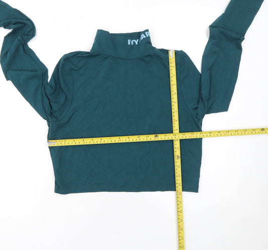 Womens UK Size L IVY PARK Green Cropped T-Shirt