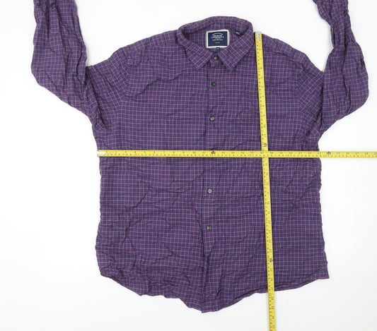Charles Tyrwhitt Men's Purple Check Slim Fit 2XL Cotton Lyocell Shirt