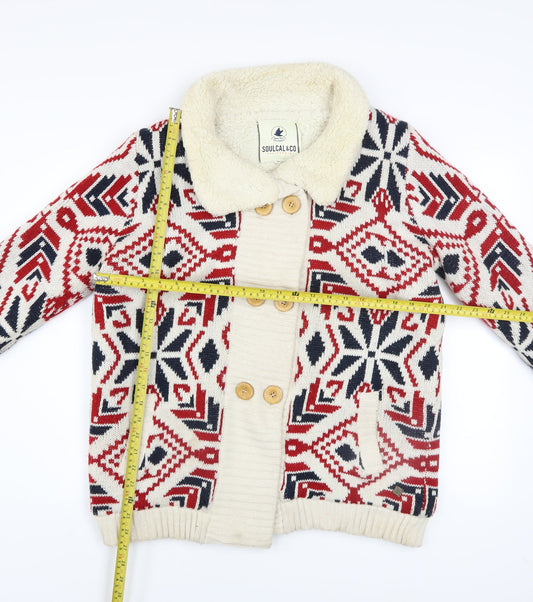 SoulCal & Co Women's Multicoloured Nordic Knit Button Jacket Size 16