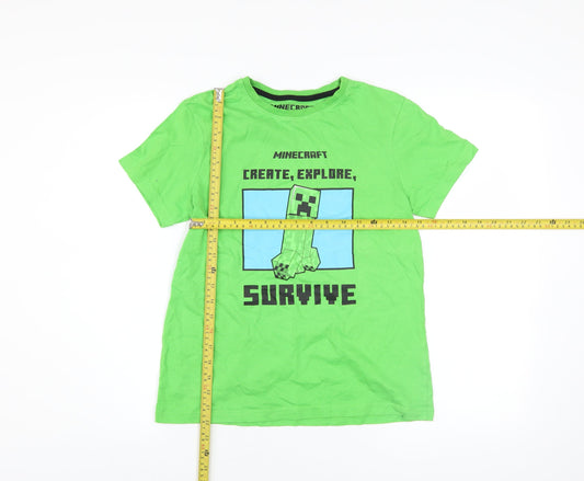 Minecraft Boys Green 11-12 Years Creeper Graphic Short Sleeve T-Shirt