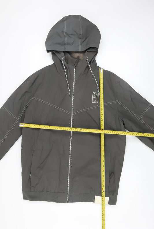 Mens UK Size XL Crosshatch Grey Windbreaker Coat