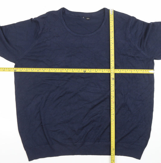 Capsule Womens Blue Plus Size 24 Knit Scoop Neck 3/4 Sleeve Top