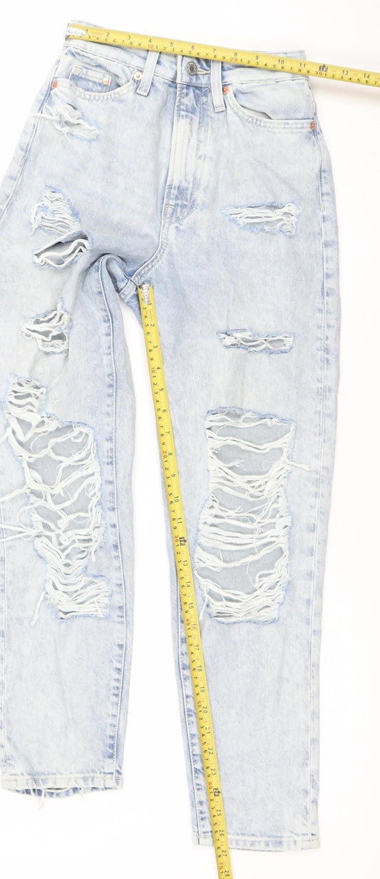 Womens UK Size 4 H&M Relaxed Fit Mom Blue Jeans