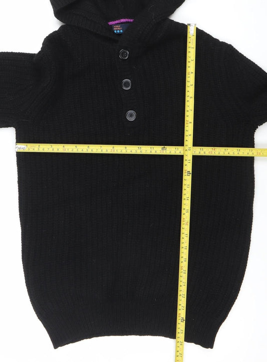 Mens UK Size S World Republic Black Henley Jumper
