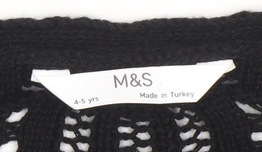 Girls UK Size 4-5 Years Marks and Spencer Black Cardigan Jumper
