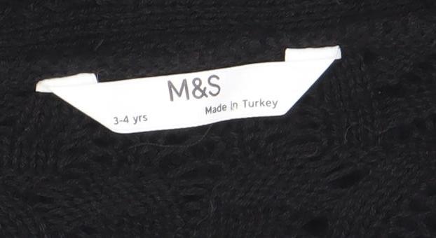 Girls UK Size 3-4 Years Marks and Spencer Black Cardigan Jumper