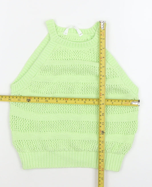 Marks and Spencer Girls Green Crochet Knit Halter Tank Top 10-11 Years