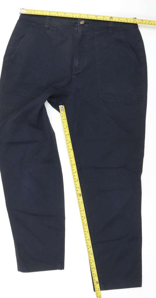 F&F Women Black Cotton Stretch Chino Trousers Size 12