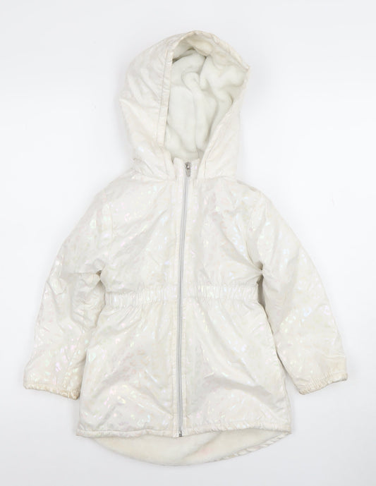 Penelope Mack Girls Ivory Hooded Puffer Coat 5 Years Winter Quilted Jacket