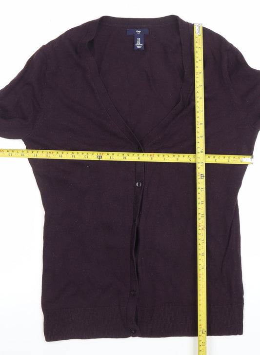 GAP Women Purple Cotton Blend Long Sleeve Cardigan UK M