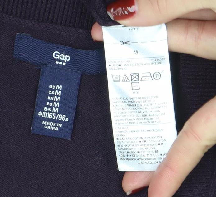 GAP Women Purple Cotton Blend Long Sleeve Cardigan UK M