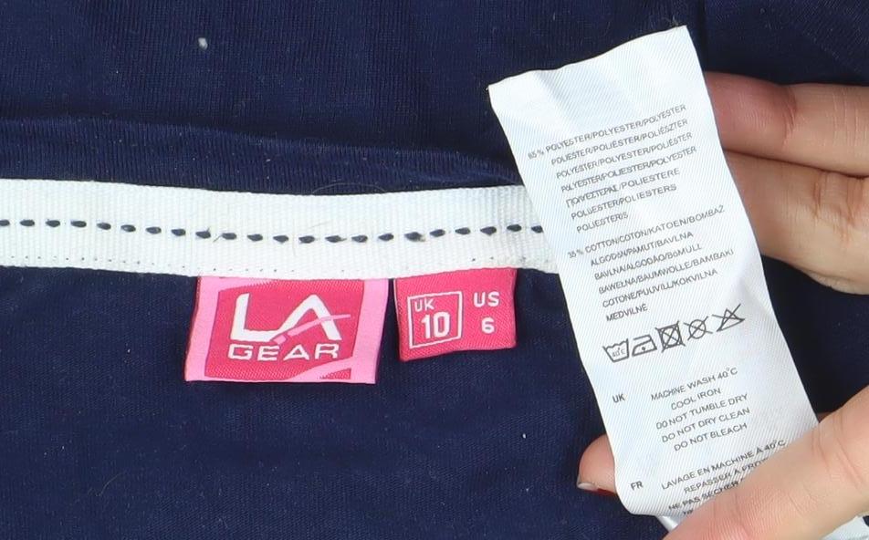 LA Gear Women's Blue V-Neck Short Sleeve Cotton T-Shirt Size 10