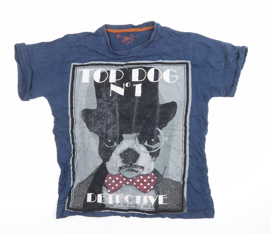 Boys UK Size 10-11 Years Manor Born Blue Basic T-Shirt