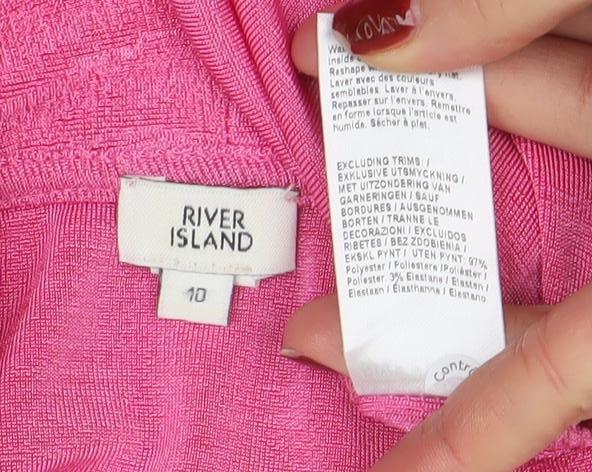 Womens UK Size 10 River Island One-Piece Pink Bodysuit