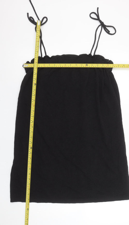 H&M Women’s Black Cotton Slip Dress Size 12 Sleeveless Summer Casual