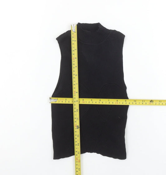 Womens UK Size XS Bershka Black Cropped Tank